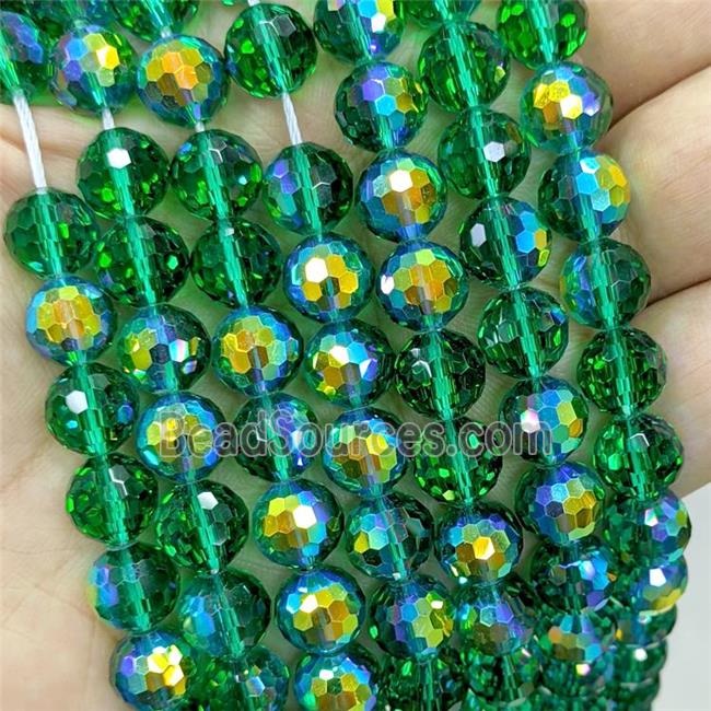 Green Chinese Crystal Glass Beads Electroplated Faceted Round