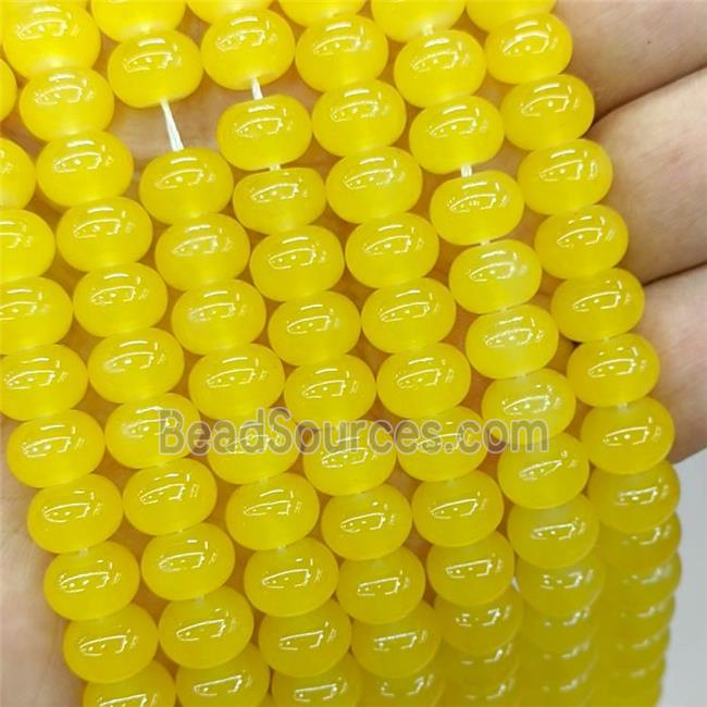 Jadeite Glass Beads Yellow Dye Smooth Rondelle