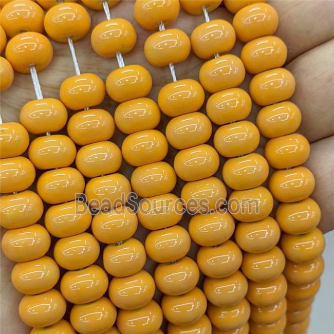 Jadeite Glass Beads OrangeYellow Dye Smooth Rondelle