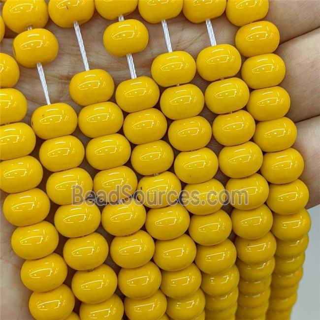 Jadeite Glass Beads Yellow Dye Smooth Rondelle