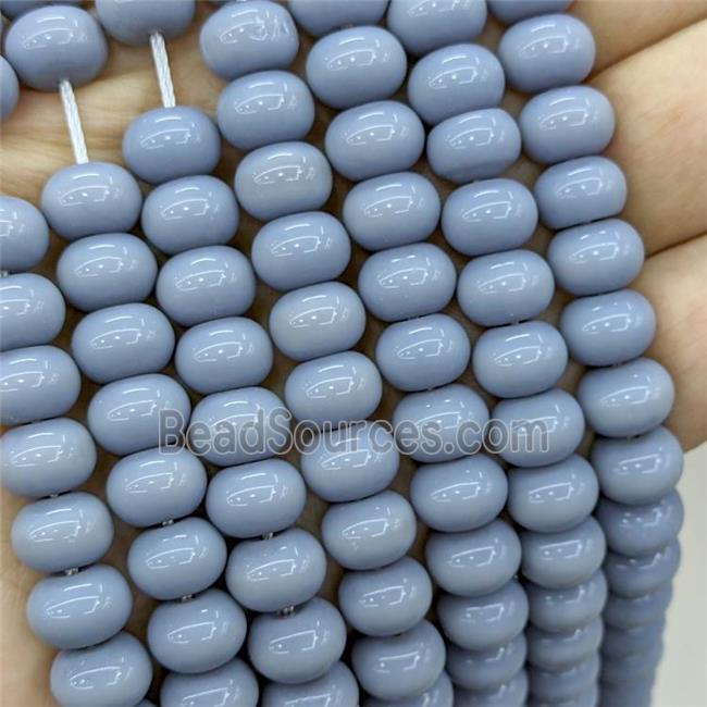 Jadeite Glass Beads SilverGray Dye Smooth Rondelle