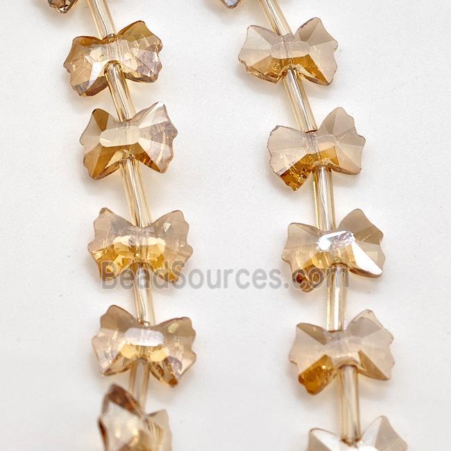 Chinese Crystal Glass Bow Beads Champagne