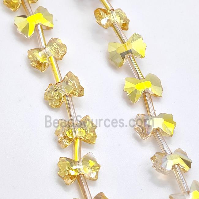 Chinese Crystal Glass Bow Beads Golden