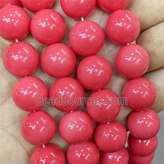 Red Lacquered Glass Beads Smooth Round