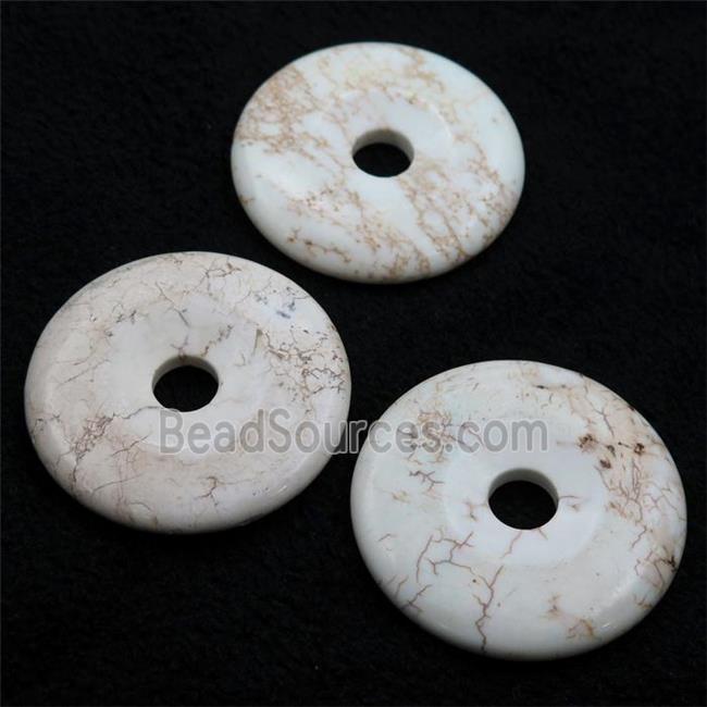 natural white Magnesite Turquoise donut pendant