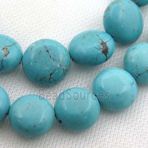 Magnesite Turquoise beads, button coin