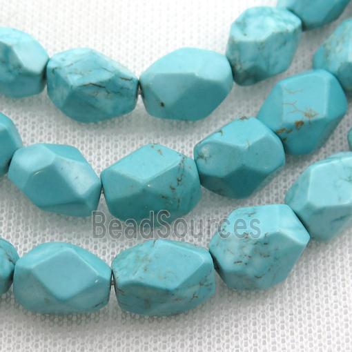 Magnesite Turquoise beads, faceted freeform