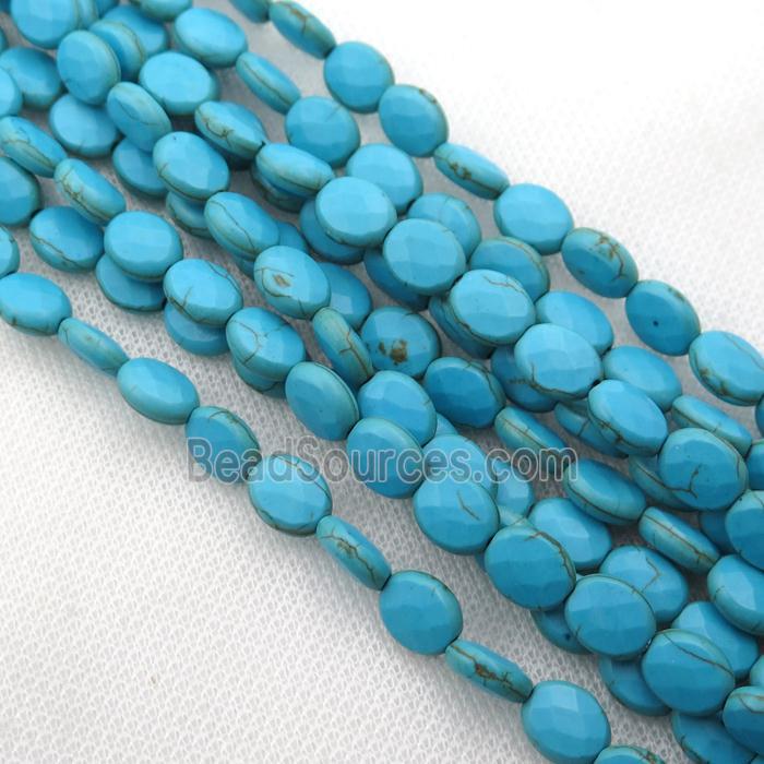 blue Magnesite Turquoise beads, faceted oval