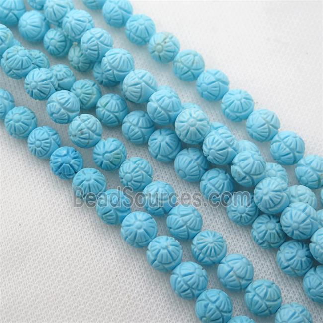 carved Magnesite Turquoise beads, round