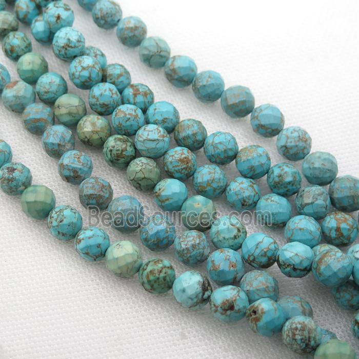 blue Magnesite Turquoise beads, faceted round
