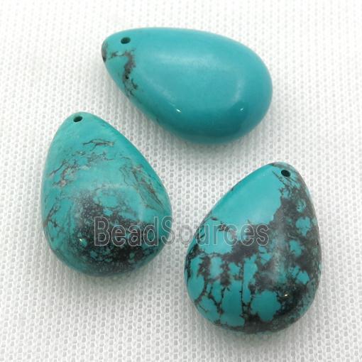 Sinkiang Turquoise teardrop pendant, teal