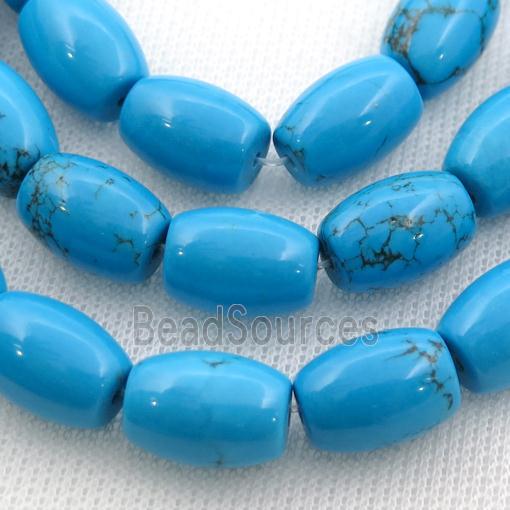 blue Sinkiang Turquoise barrel beads