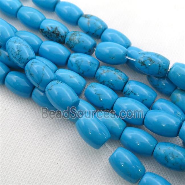 blue Sinkiang Turquoise barrel beads