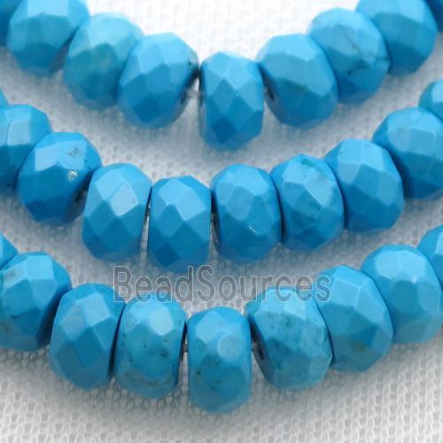 blue Sinkiang Turquoise beads, faceted rondelle