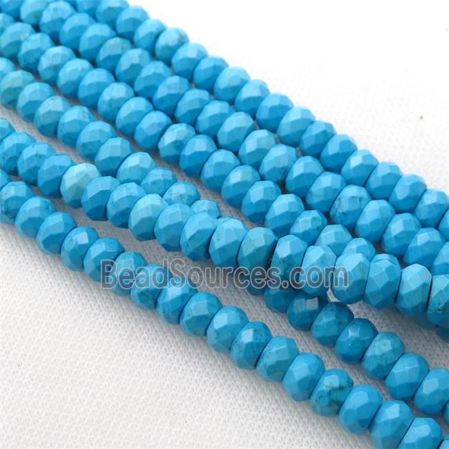 blue Sinkiang Turquoise beads, faceted rondelle