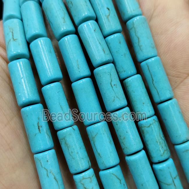 Synthetic Turquoise Tube Beads Teal