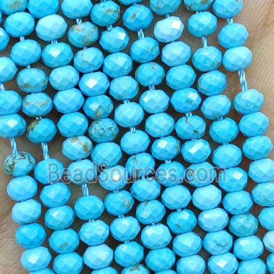 Howlite Turquoise Beads Blue Dye Faceted Rondelle
