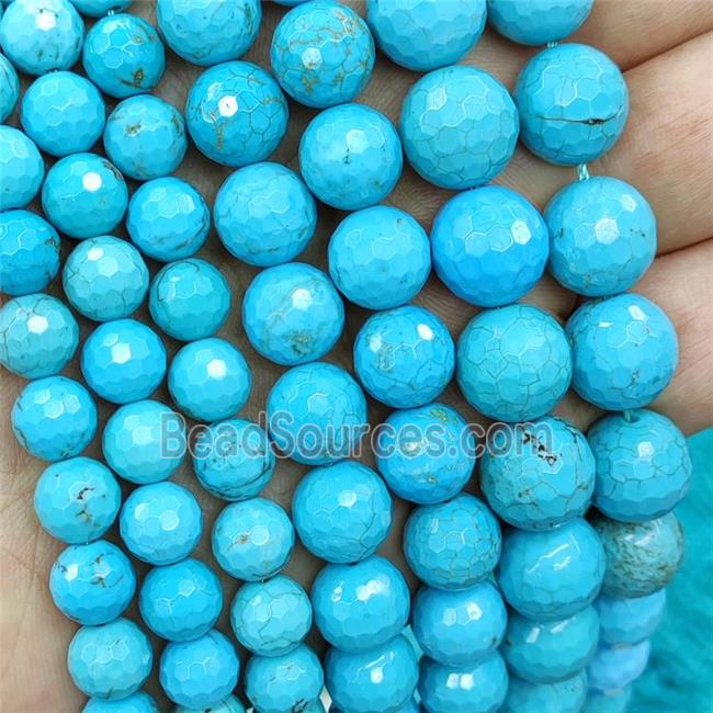 Howlite Turquoise Beads Blue Dye Faceted Round