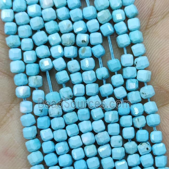 Natural Howlite Turquoise Cube Beads Blue Dye