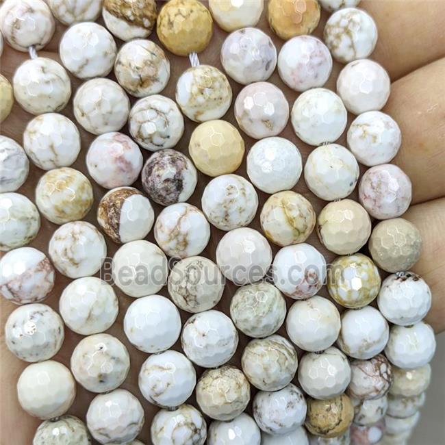 Natural Howlite Turquoise Beads White Faceted Round