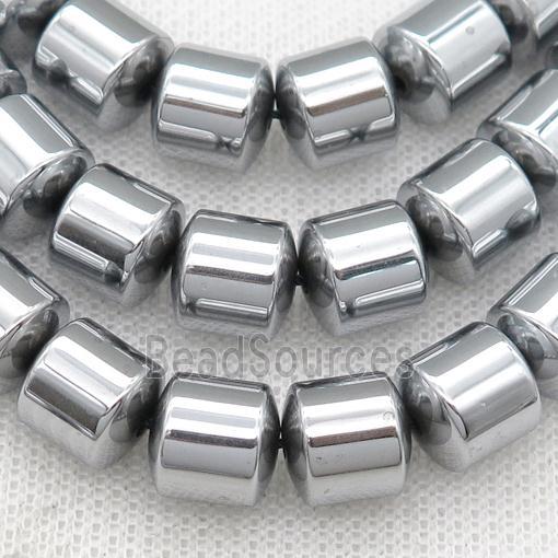 Hematite tube beads, platinum plated