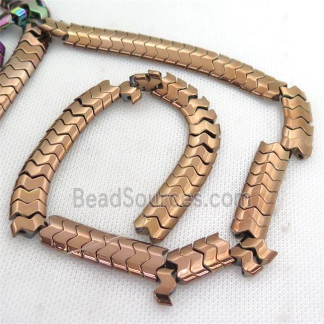 brown Hematite wave Beads with 2holes