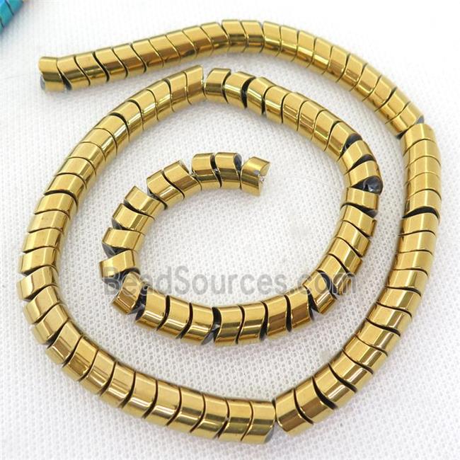 Hematite wave Beads, snakeskin, gold plated