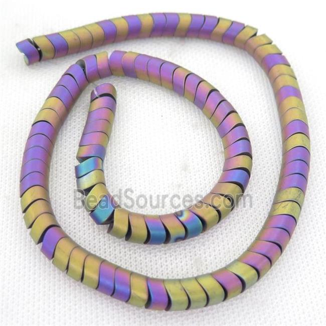 rainbow Hematite wave Beads, snakeskin, matte