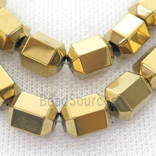 Hematite tube Beads, gold plated