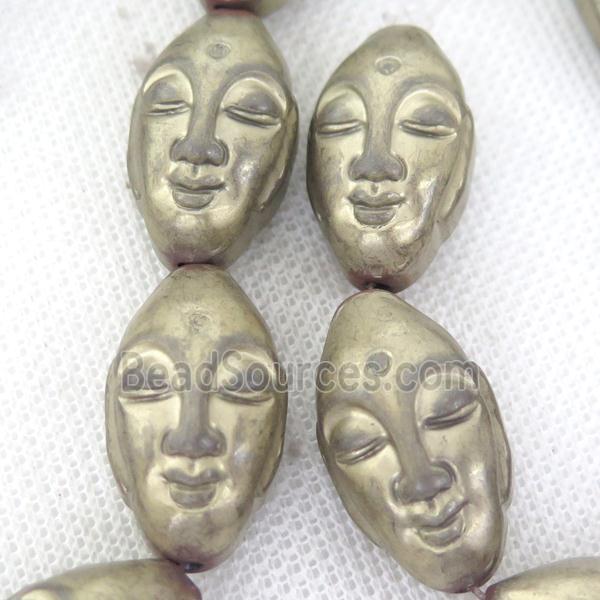 Hematite buddha Beads, pyrite color