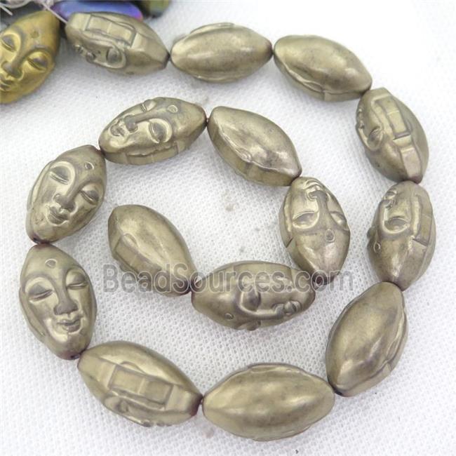 Hematite buddha Beads, pyrite color