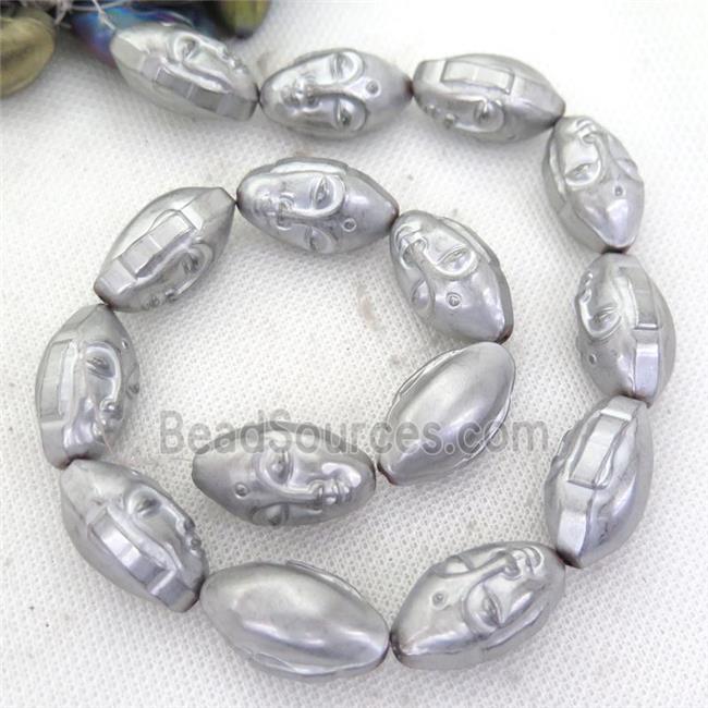 Hematite buddha Beads, platinum plated