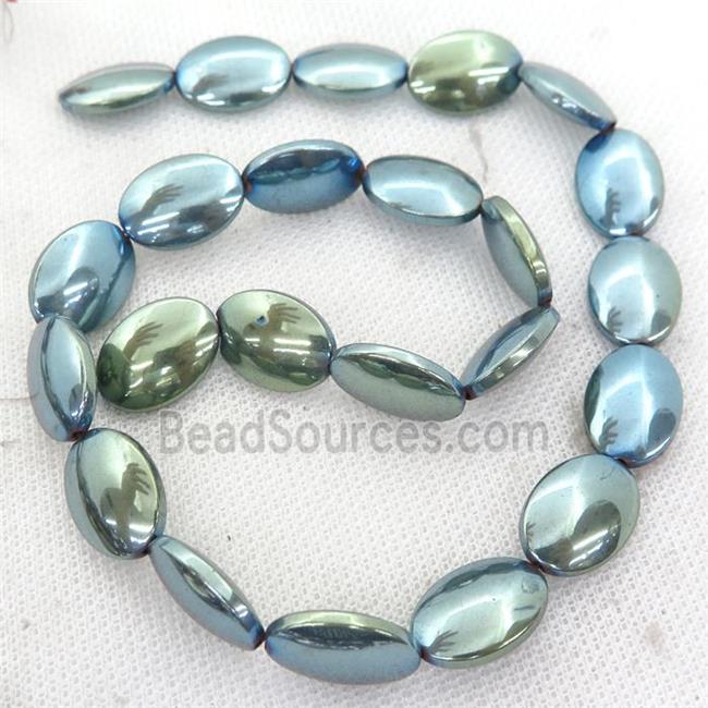 green Hematite oval beads