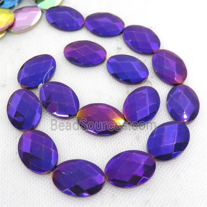 purple Hematite Beads, faceted oval