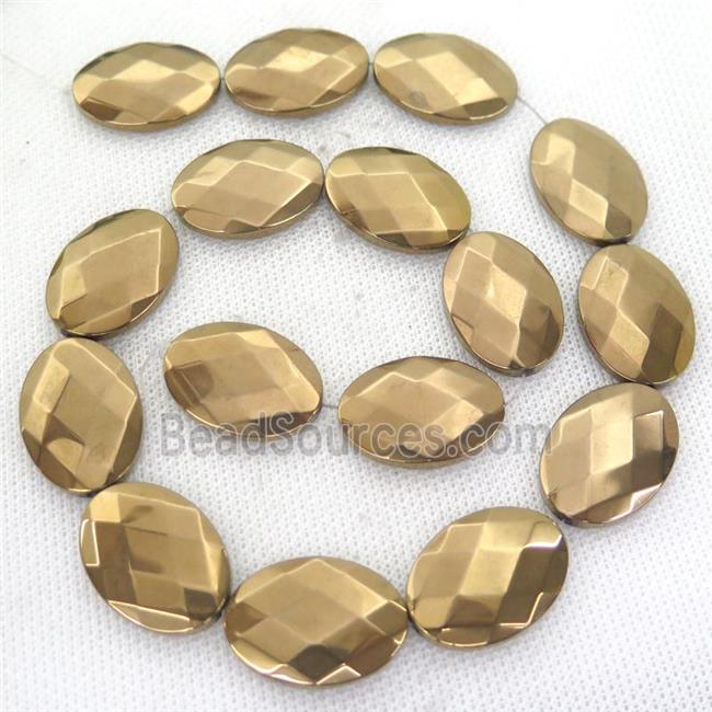 brown Hematite Beads, faceted oval