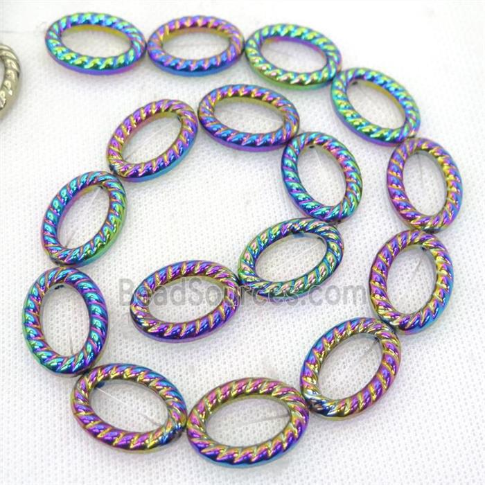 rainbow Hematite oval beads