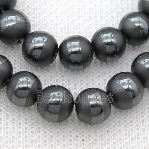 round black Hematite Beads with line, matte