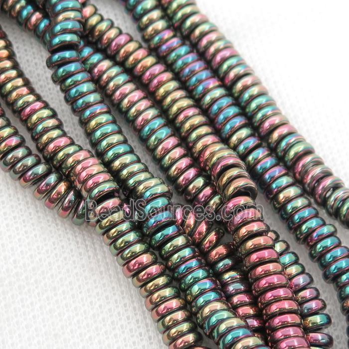 Hematite heishi beads, multicolor