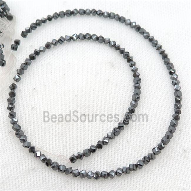 black Hematite beads, corner-drilled cube