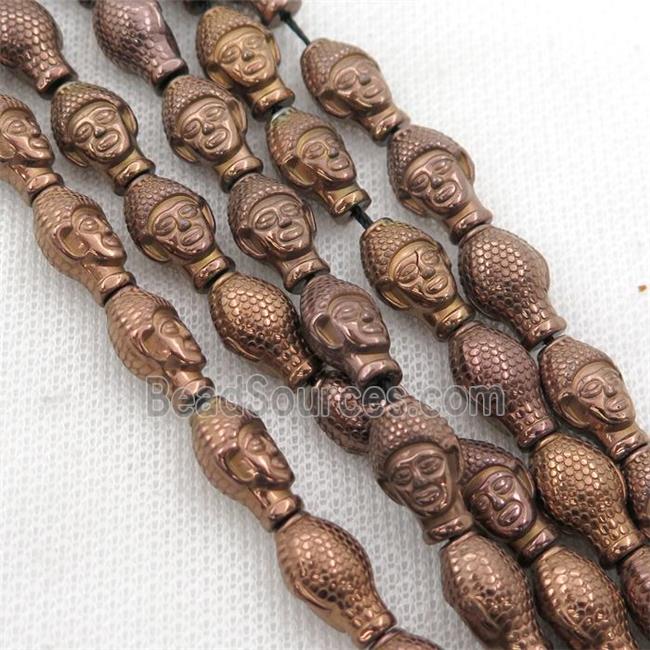 Hematite buddha beads, brown electroplated