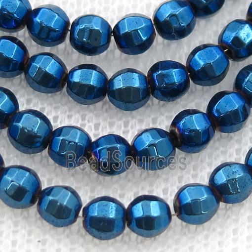 Hematite lantern beads, blue electroplated