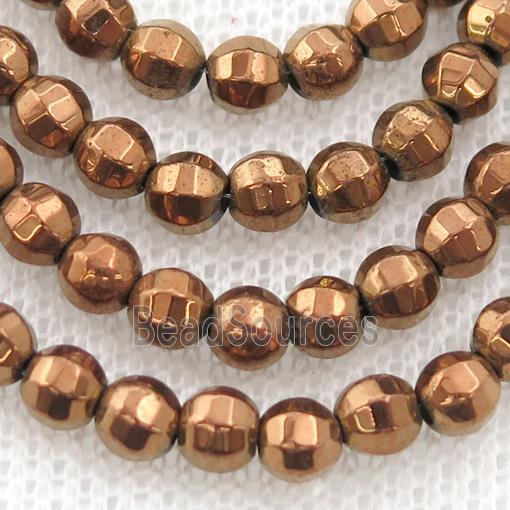 Hematite lantern beads, brown electroplated