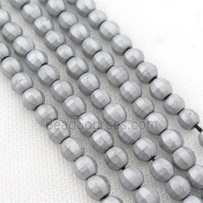 matte Hematite lantern beads, platinum electroplated