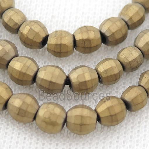 matte Hematite lantern beads, gold electroplated