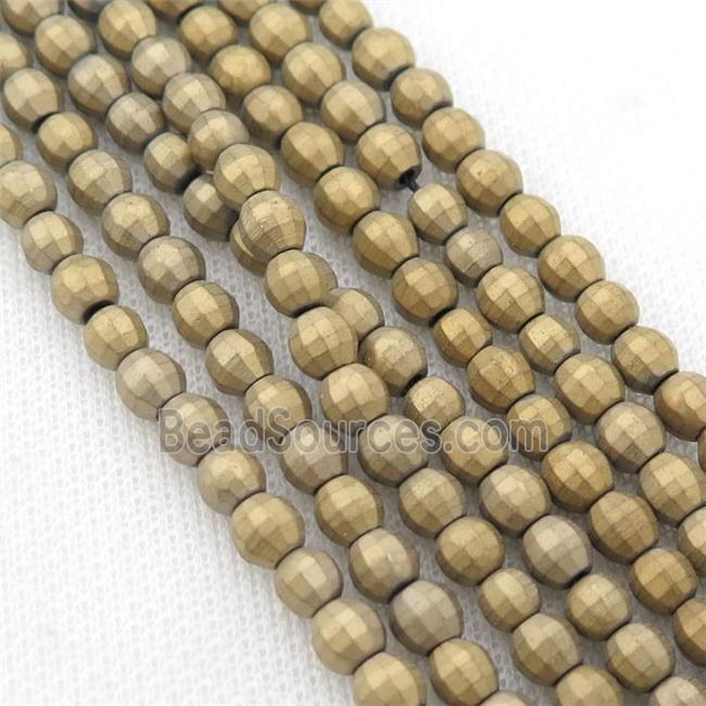 matte Hematite lantern beads, gold electroplated