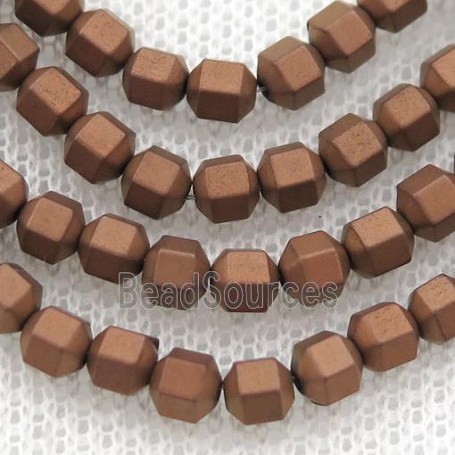 matte Hematite prism column beads, brown electroplated