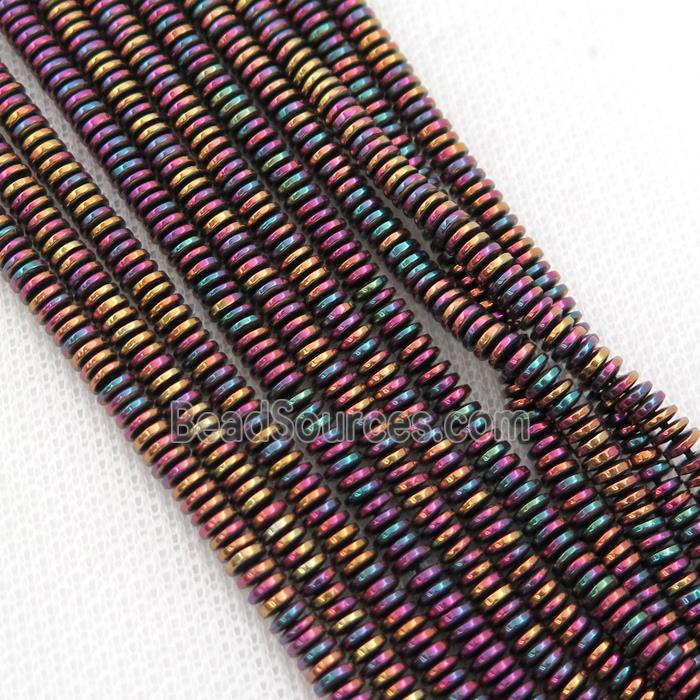 fuchsia Hematite heishi beads