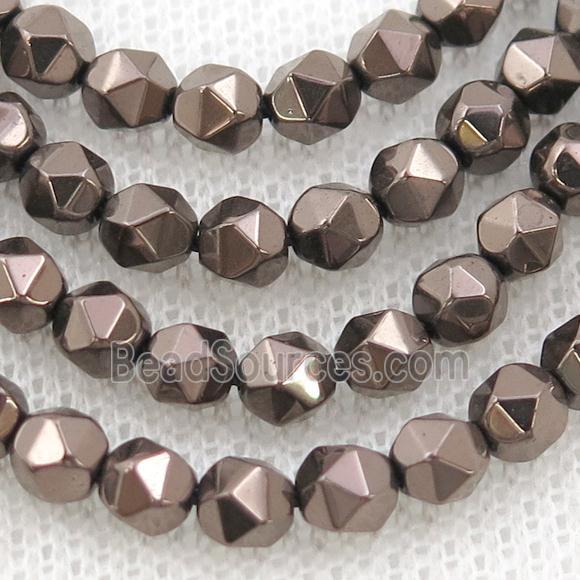 Chocolate Hematite Beads Cut Round Electroplated