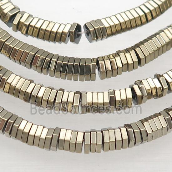 Hematite Hexagon Beads Pyrite Electroplated