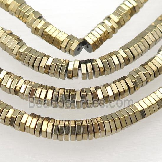 Hematite Hexagon Beads Lt.Gold Electroplated